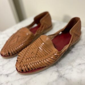Men's Woven Leather Slip-On Loafers in Cognac